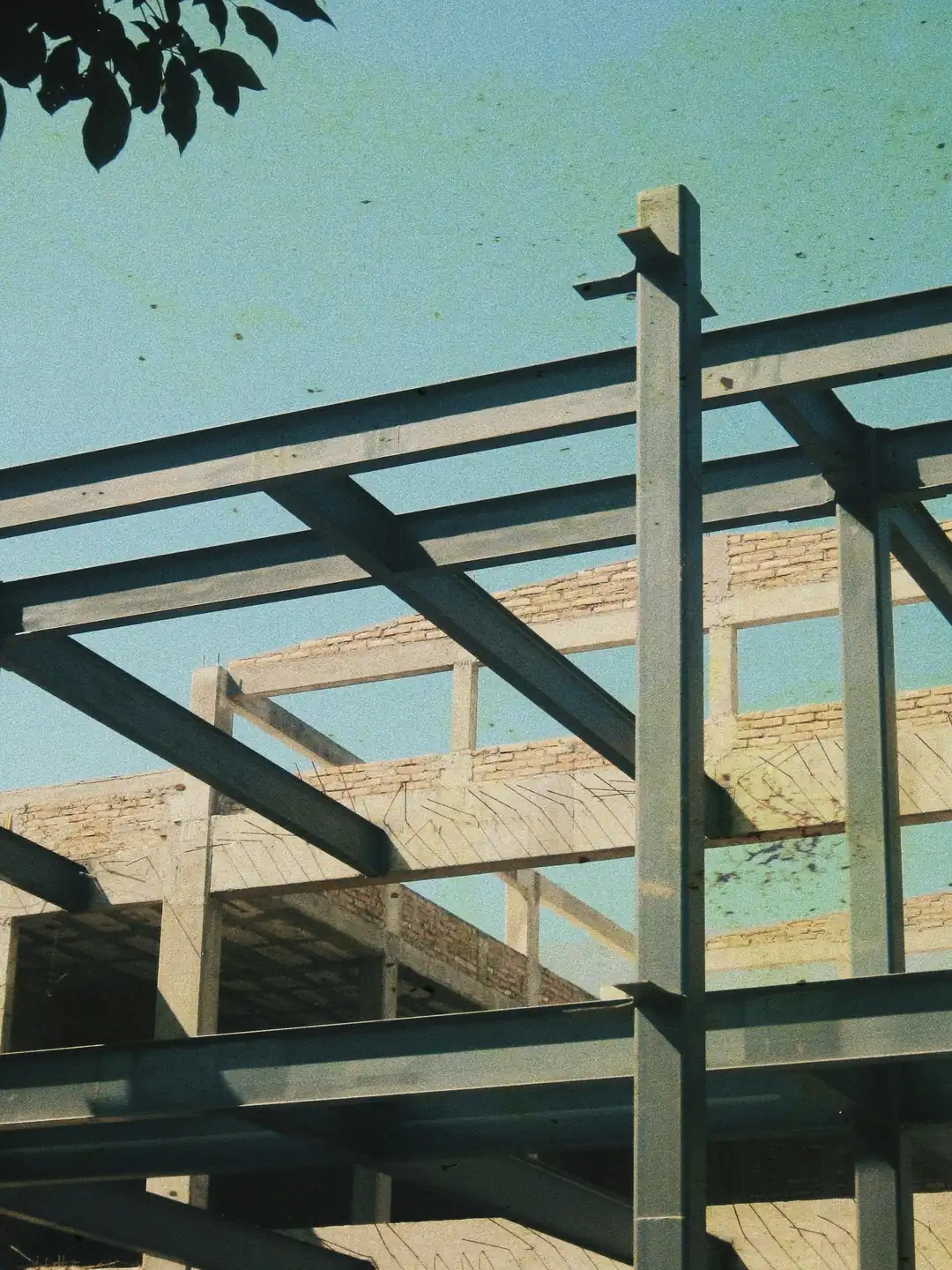 The steel framework of a building under construction